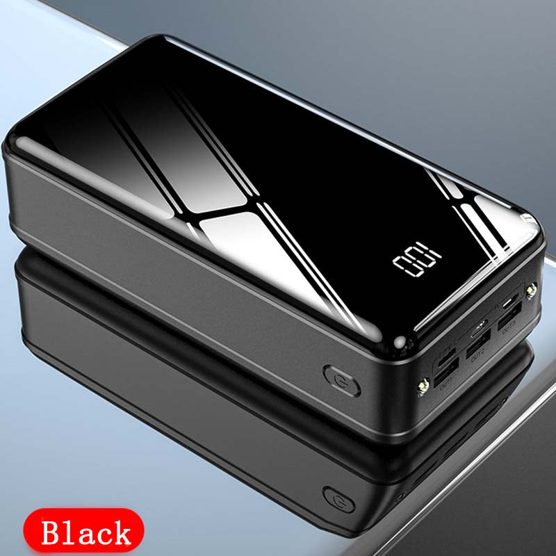 Power bank 50000mAh ultra large capacity mirror fast charging mobile power bank Black