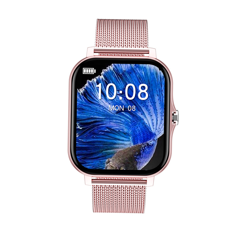 Touch Screen Smart Watch OLIKA Sports Waterproof Multifunctional Heart Rate Detection Dynamic Bluetooth Call Watch PINK STEEL