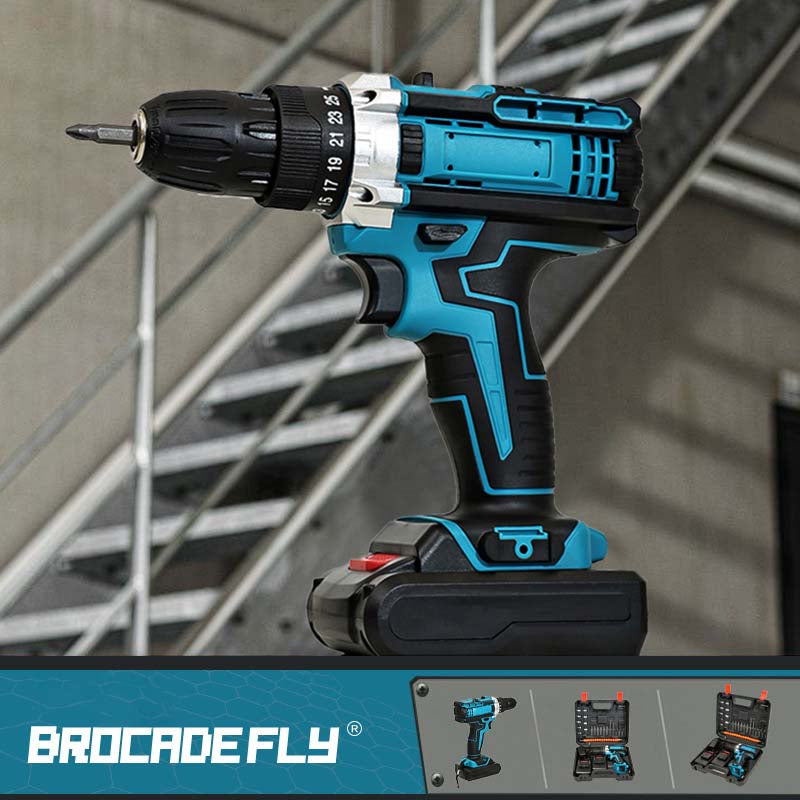 21V multifunctional lithium electric drill set, foreign trade rechargeable hand drill, household impact drill, pistol drill