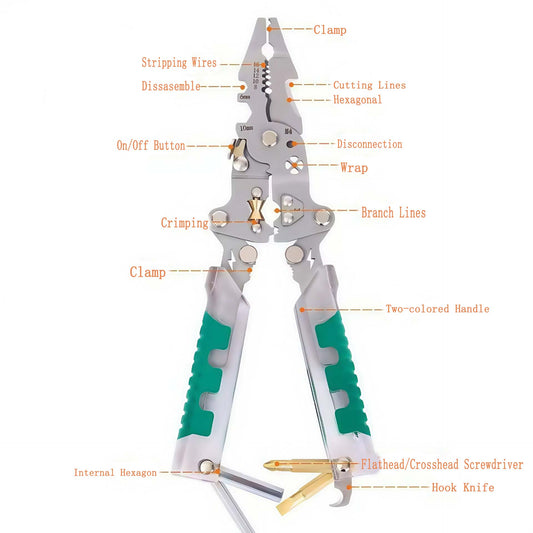 Folding Multi-Functional Electrician's Screwdriver Wire Stripper New Model Multi-Purpose Industrial Grade Needle-Nose Pliers Tool