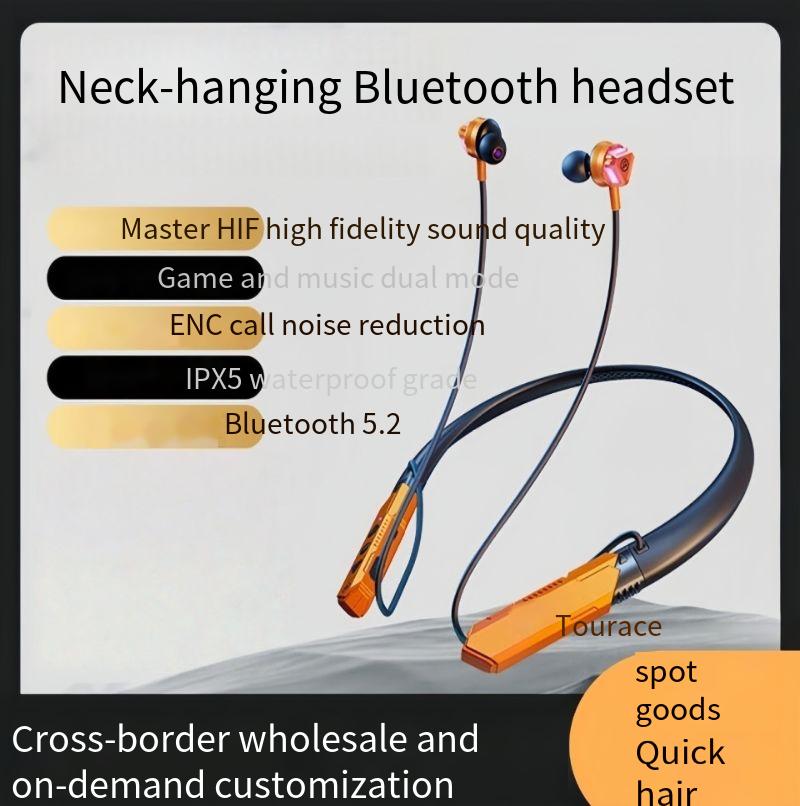 Bluetooth earphones dual noise cancelling bone conduction long endurance sports neck hanging