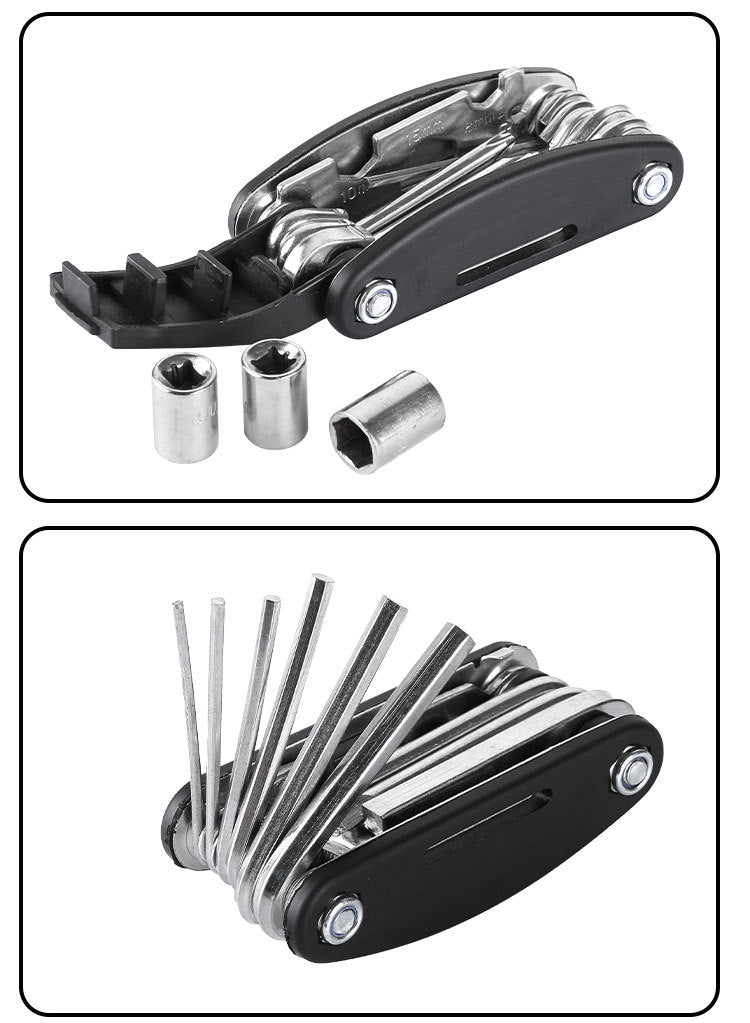 Bicycle Repair Tools Maintenance Set Patch Kit Multi-Functional Folding Bike Repair Tool Wrench Set
