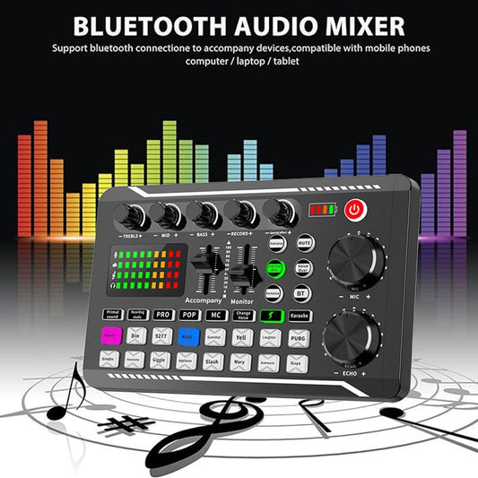 F998 Live streaming Sound Card Integrated Rechargeable Microphone Set
