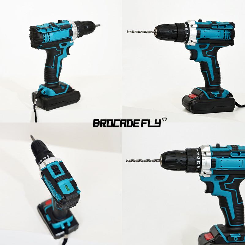 21V multifunctional lithium electric drill set, foreign trade rechargeable hand drill, household impact drill, pistol drill