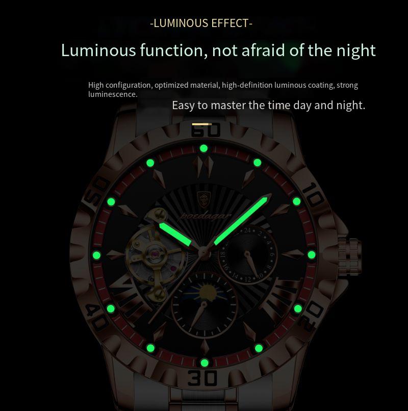 Swiss brand mechanical watch multifunctional men's fully automatic watch night light waterproof live broadcast hot item