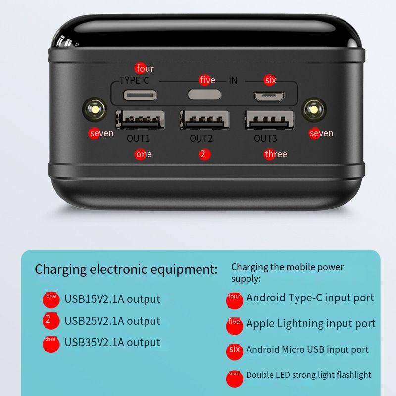 Power bank 50000mAh ultra large capacity mirror fast charging mobile power bank