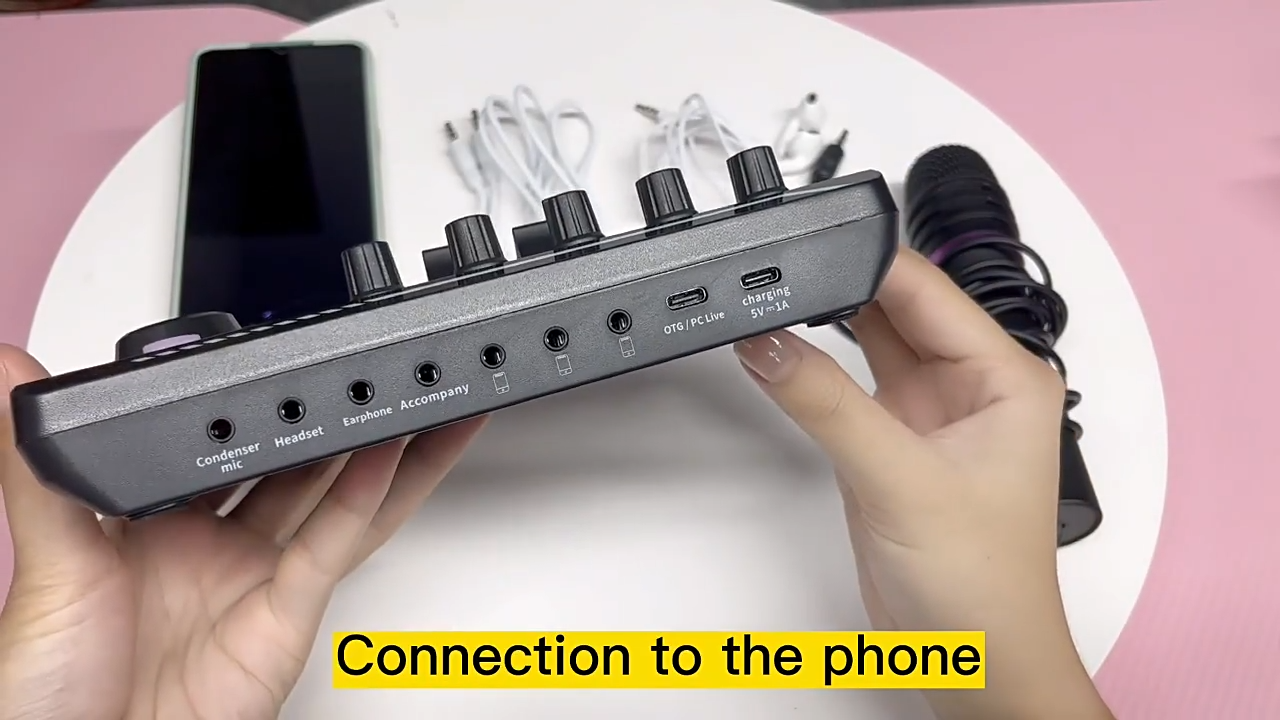 F998 Live streaming Sound Card Integrated Rechargeable Microphone Set