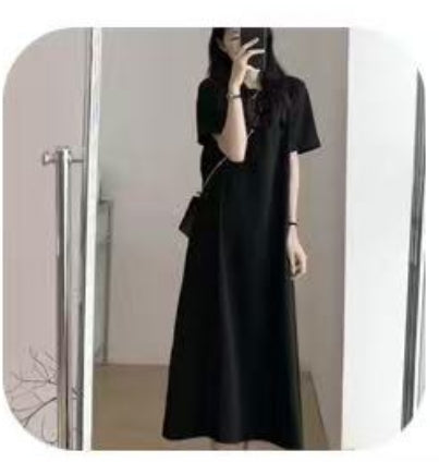 Black dress for women, new micro pear shaped figure, slightly chubby to wear, paired with long skirt Gift