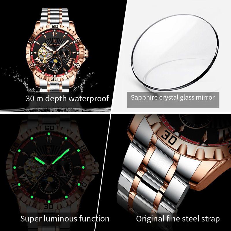 Swiss brand mechanical watch multifunctional men's fully automatic watch night light waterproof live broadcast hot item