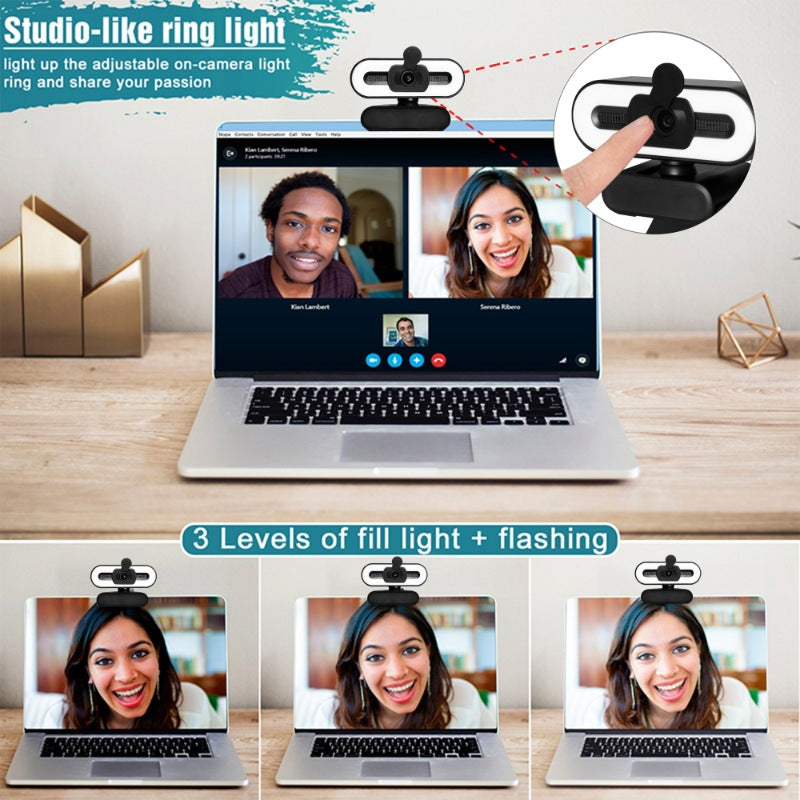 4K live streaming computer camera high-definition conference online course USB driver free microphone integrated desktop laptop