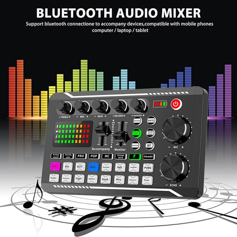 F998 Live streaming Sound Card Integrated Rechargeable Microphone Set
