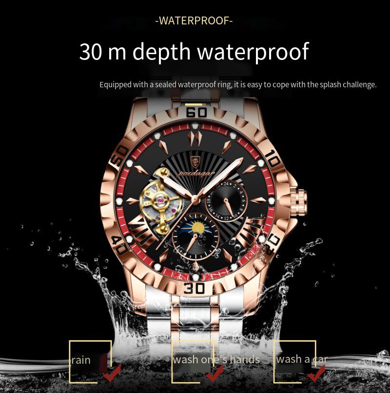 Swiss brand mechanical watch multifunctional men's fully automatic watch night light waterproof live broadcast hot item