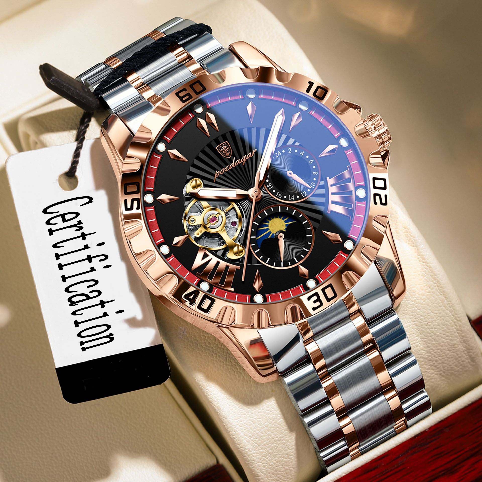 Swiss brand mechanical watch multifunctional men's fully automatic watch night light waterproof live broadcast hot item